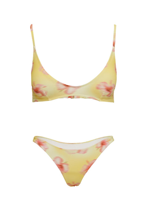 Love Letters High Cut Cheeky Bikini Bottoms Yellow Floral
