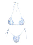 Jenner Triangle Bikini Top Blue / White Swirl
