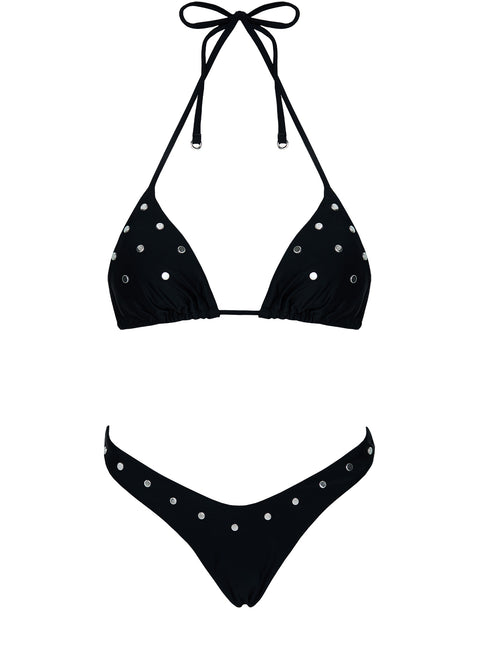 Jenner Triangle Studded Bikini Top Black