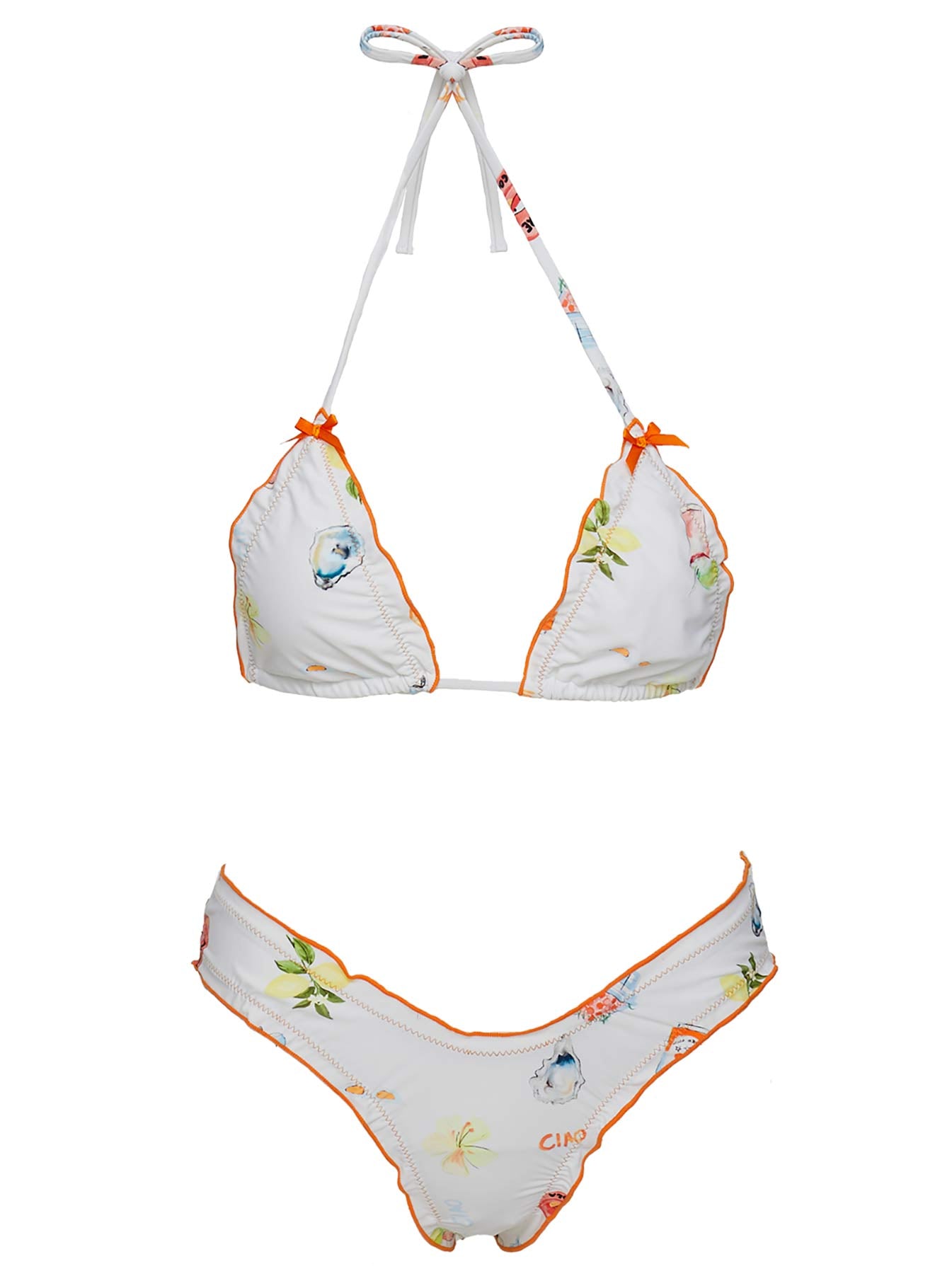 Kathrine Triangle Bikini Top White Multi