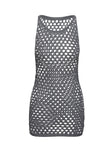 front view of model wearing Princess Polly Keanes Net Mini Dress Charcoal Scoop Neck 