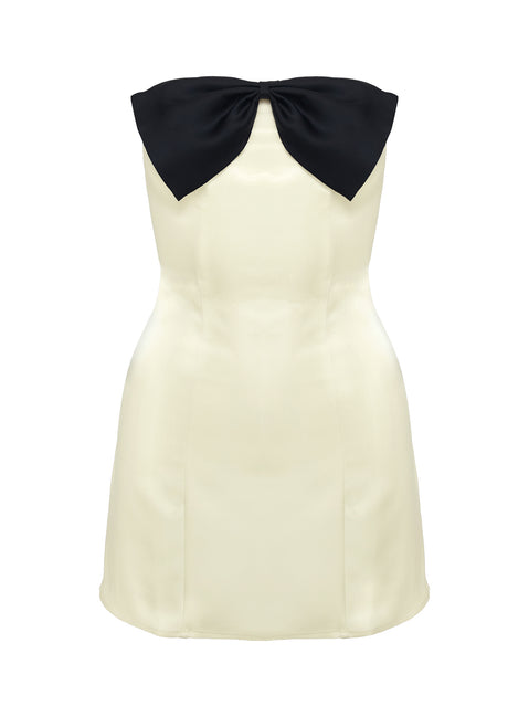 princess polly kesy bow tie dress Kesy Bow Tie Mini Dress Cream / Black