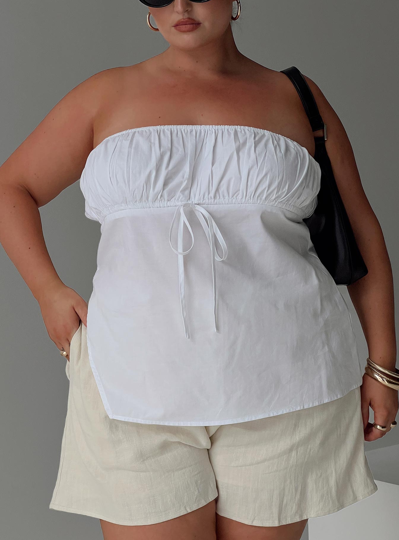 Kiji strapless top white curve