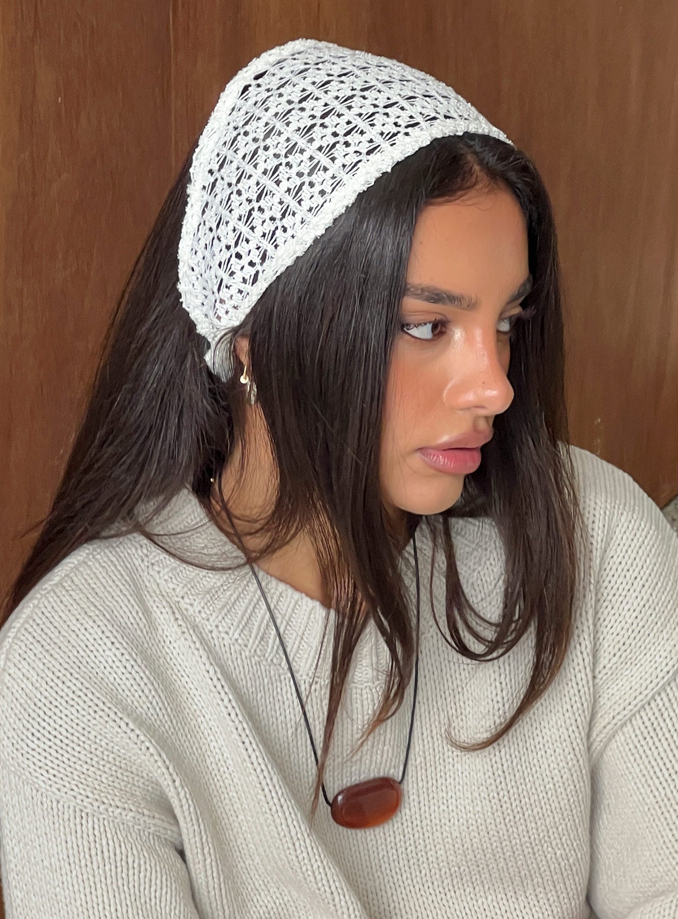 Keighla Crochet Hair Scarf Cream | Princess Polly