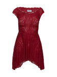 front view of model wearing Princess Polly La Dolce Vita Lace Mini Dress Red Straight Neck 