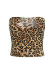 Learn To Fly Strapless Sequin Top Leopard