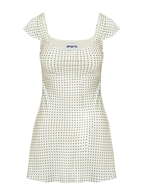 Lucienna Polka Dot Mini Dress White | Black | White | Black | Womens | Princess Polly Lucienna Polka Dot Mini Dress White | Black | White | Black | Womens | Princess Polly