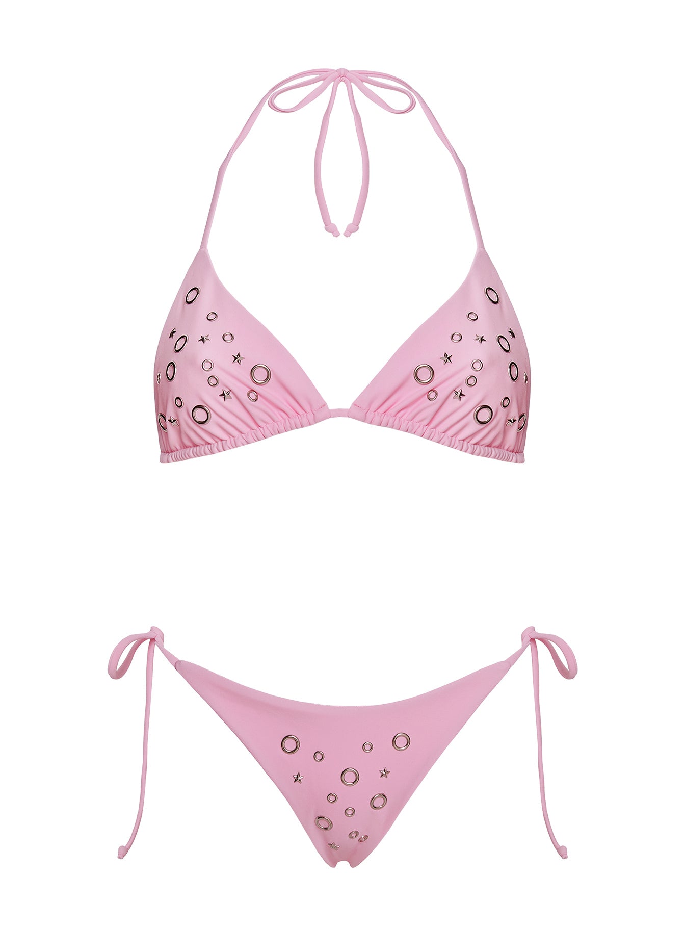 Likaia Embellished Triangle Bikini Top Pink