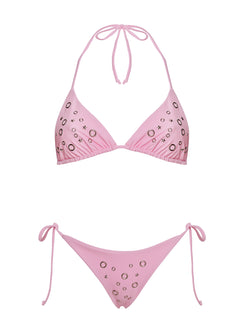 Likaia Embellished Triangle Bikini Top Pink