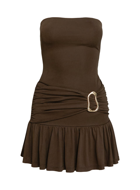 Love Lingers Strapless Mini Dress | Chocolate | Womens | Princess Polly Lower Impact Love Lingers Strapless Mini Dress | Chocolate | Womens | Princess Polly Lower Impact