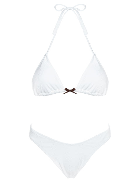 Lucky Bay Anglaise Triangle Bikini Top White