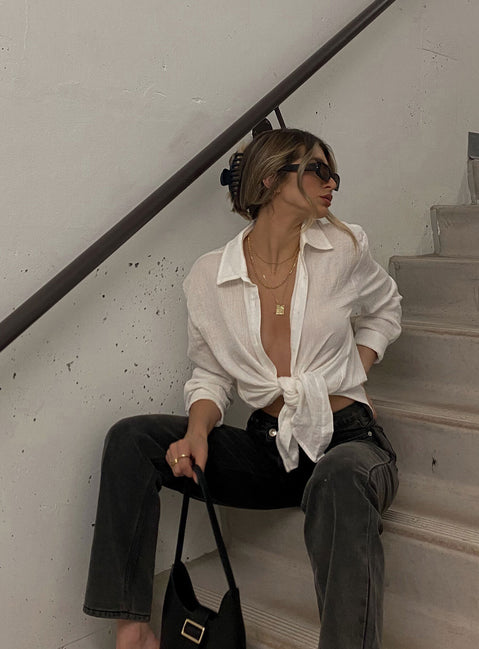 product Princess Polly Three Fourth Sleeves Crew Neck  Mahalia Shirt White