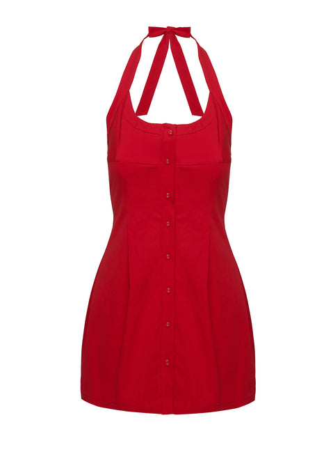 Mallorie Halter Mini Dress Red | Princess Polly Mallorie Halter Mini Dress Red | Princess Polly