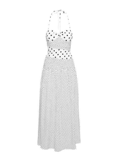 Marguerite Halter Maxi Dress White Polka | Princess Polly Marguerite Halter Maxi Dress White Polka | Princess Polly