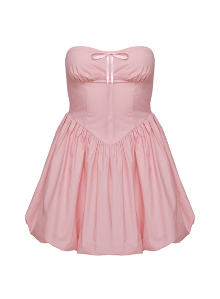 Melaina Bubble Hem Mini Dress Pink