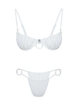 White underwire bikini top, clasp fastening