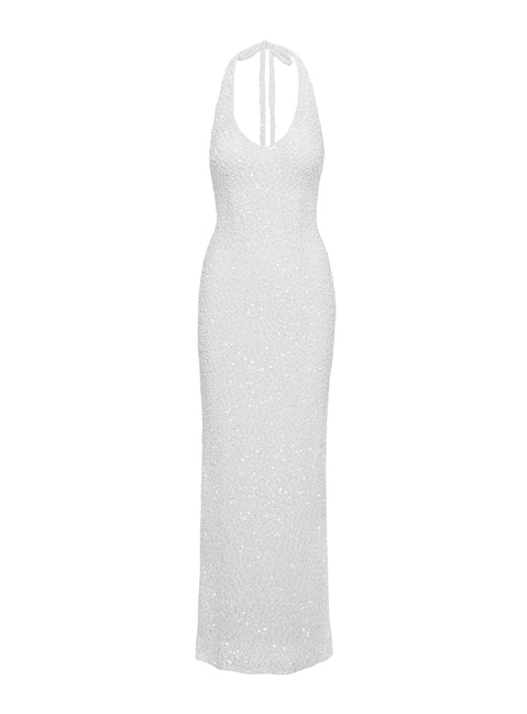 Moon And Back Boucle Sequin Maxi Dress White | Princess Polly Moon And Back Boucle Sequin Maxi Dress White | Princess Polly