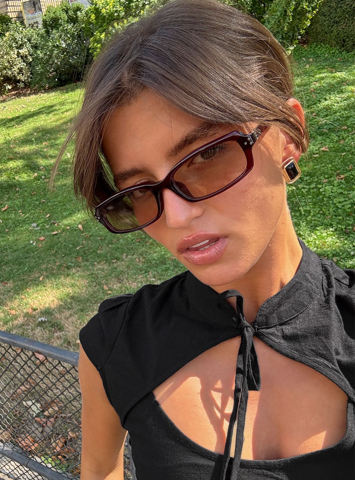 Mixtape Rectangle Sunglasses Red