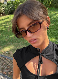 Mixtape Rectangle Sunglasses Red