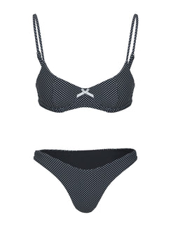 Novie High Cut Cheeky Bikini Bottoms Black Polkadot