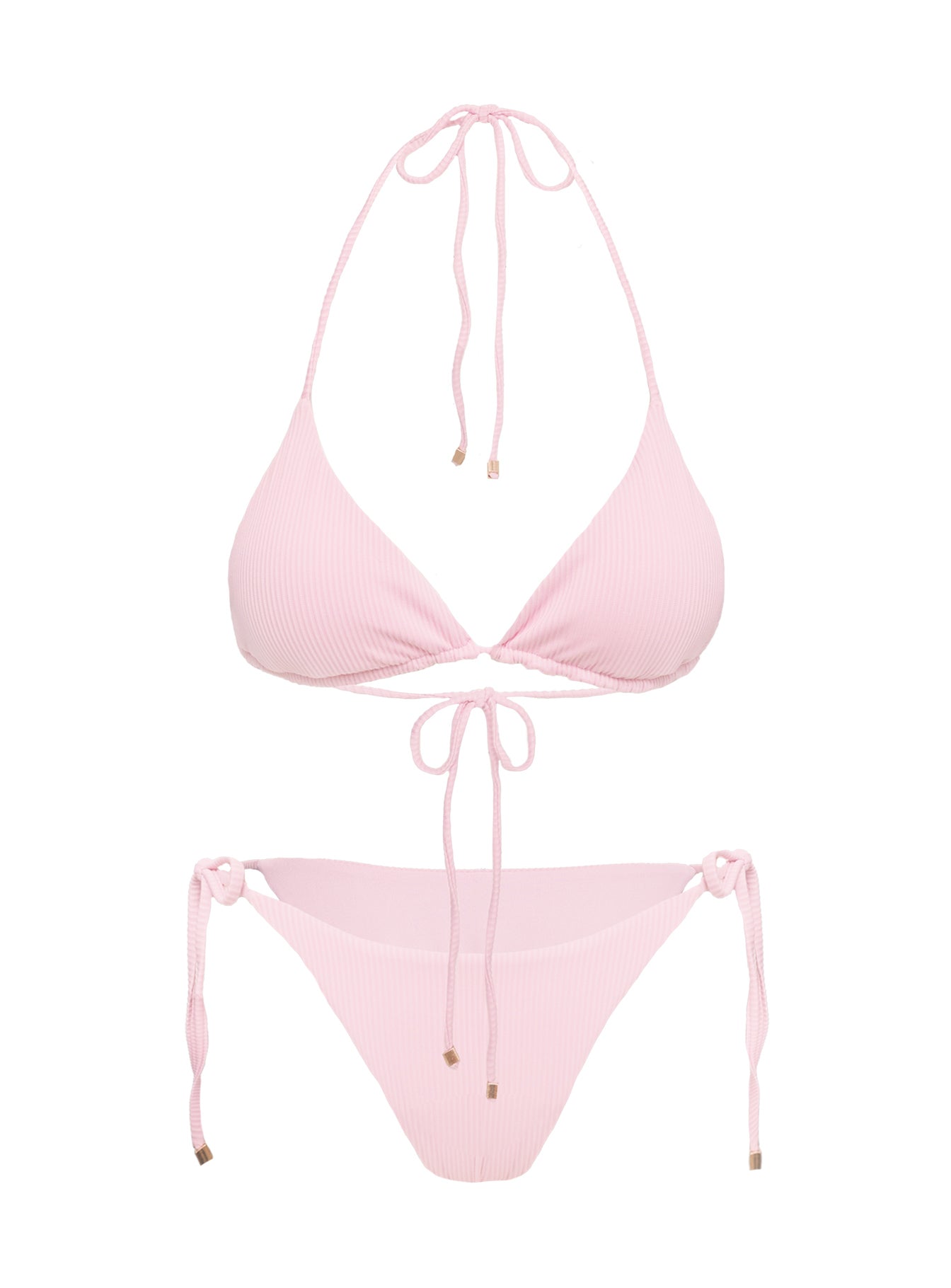 Glora Tie Side Ribbed Bikini Bottom Pale Pink