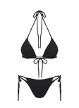 Glora Tie Side Ribbed Bikini Bottom Black