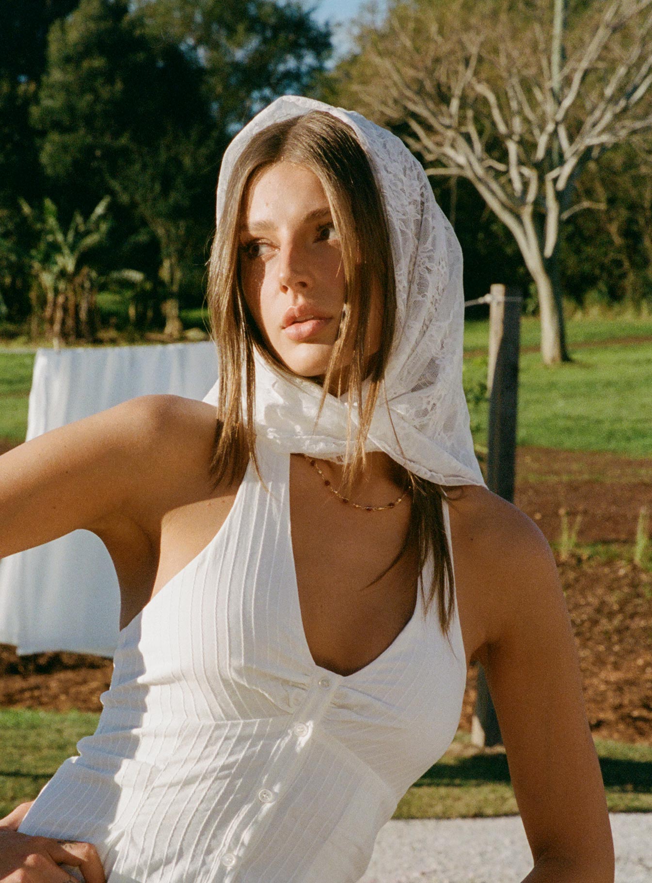 Nellie Hair Scarf White Lace | Princess Polly