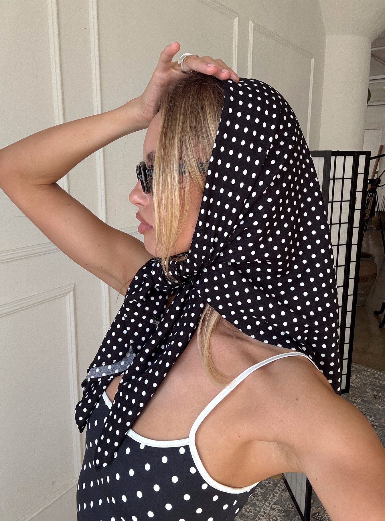 Nellie Hair Scarf Black Polka Dot | Princess Polly