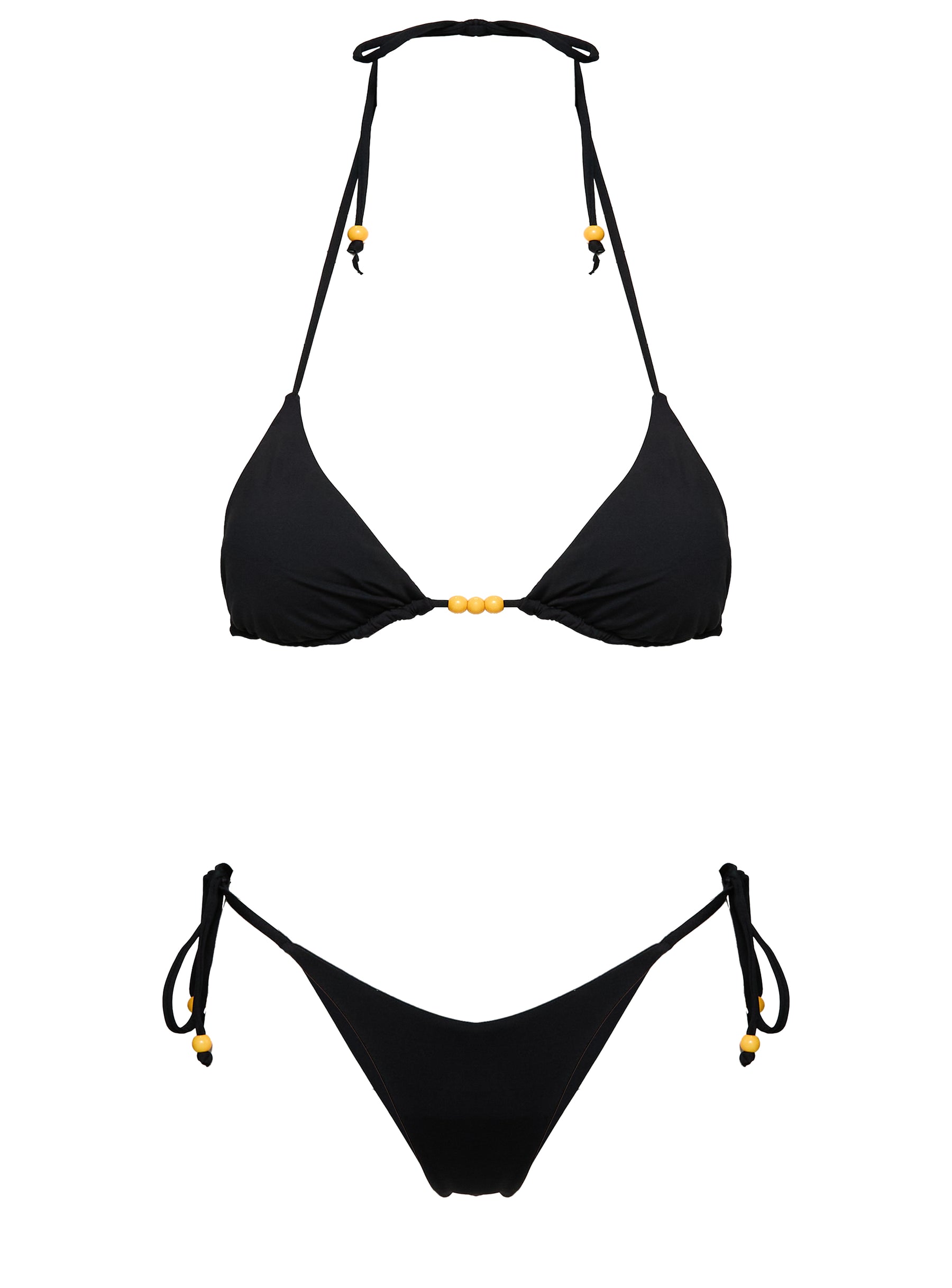 Glora Tie Side Beaded Bikini Bottom Black