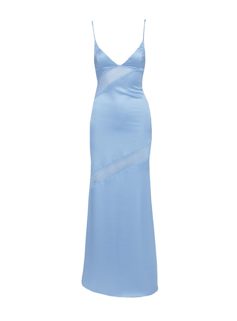 On Postcards Tie Split Maxi Dress Blue | Princess Polly On Postcards Tie Split Maxi Dress Blue | Princess Polly