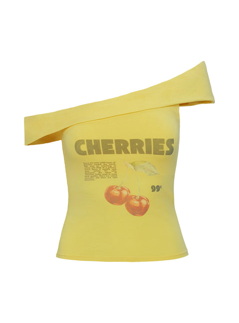 product Princess Polly Out Of Office Off Shoulder Top Yellow Sleeveless Asymmetric Neckline 