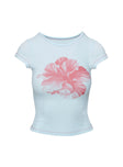 Owenz Hibiscus Baby Tee Blue