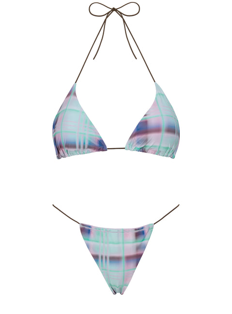 Selbie String Ruched Bikini Bottom Blue Multi