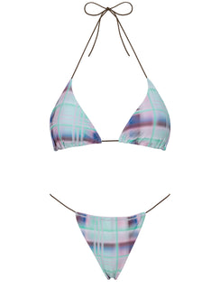 On Island Time String Bead Detail Bikini Top Blue Multi