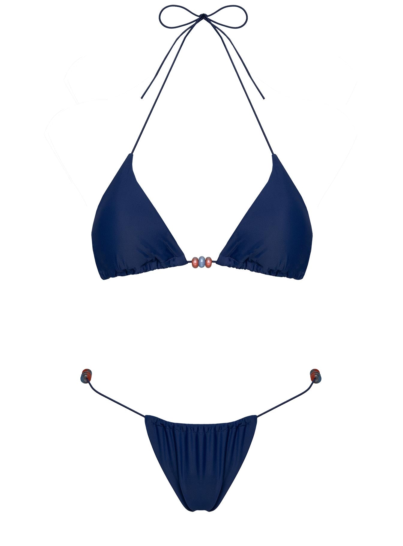 Selbie Beaded String Bikini Bottom Navy