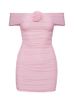 product Princess Polly Penrose Off The Shoulder Mini Dress Pink Straight Neck 