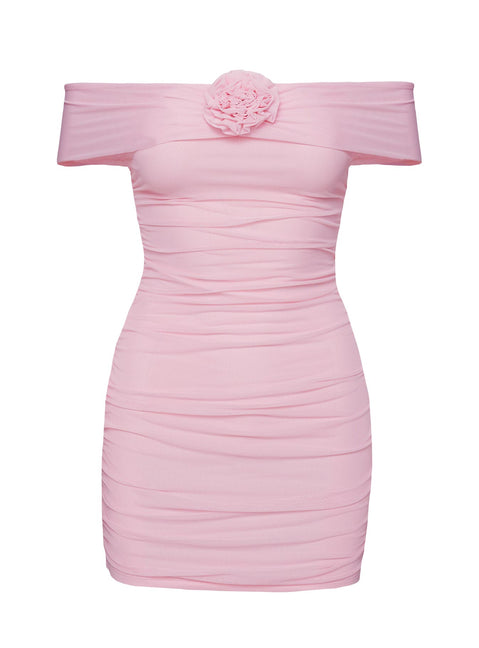 product Princess Polly Penrose Off The Shoulder Mini Dress Pink Straight Neck 