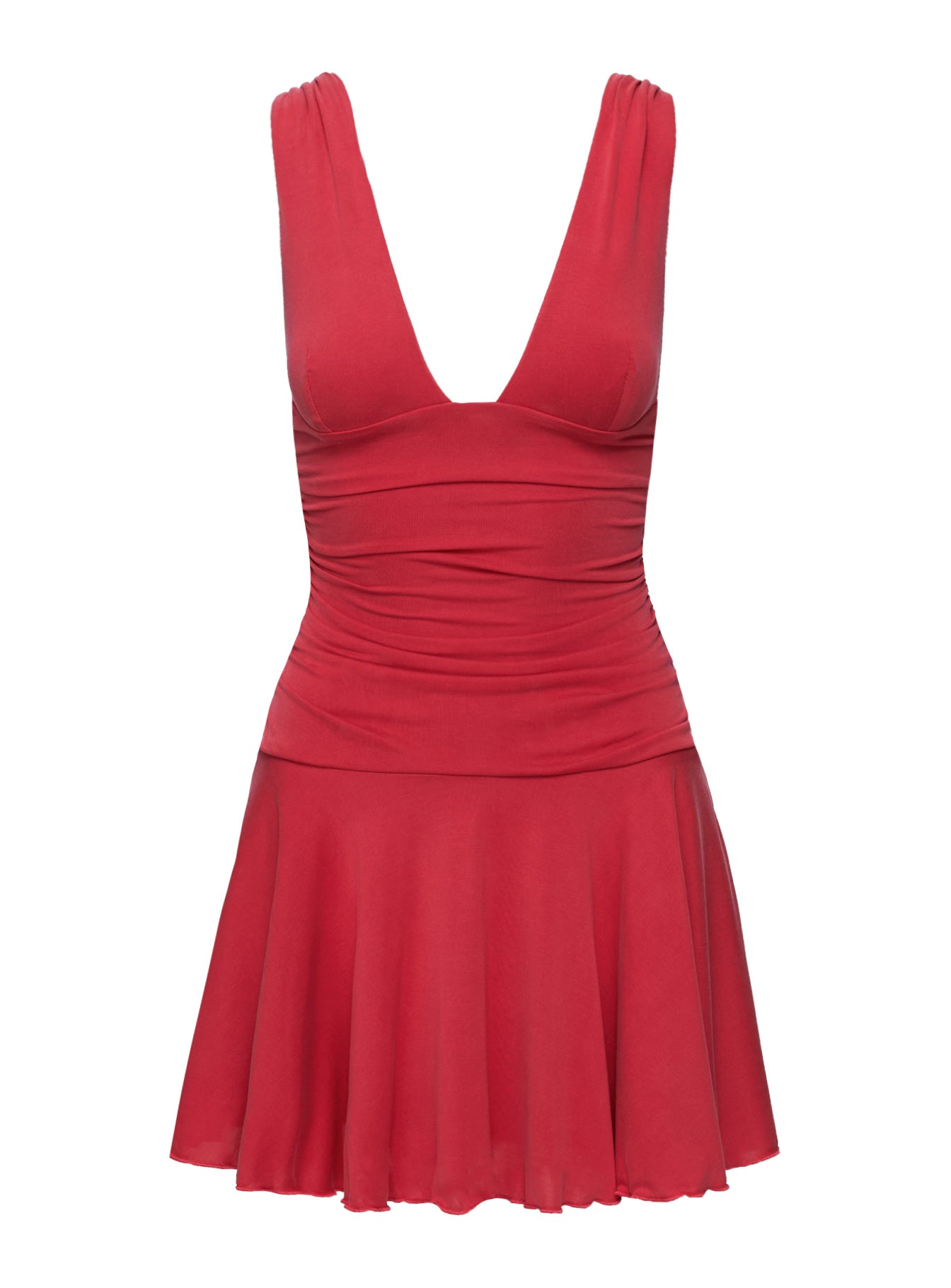Poseur Plunge Mini Dress Red Petite