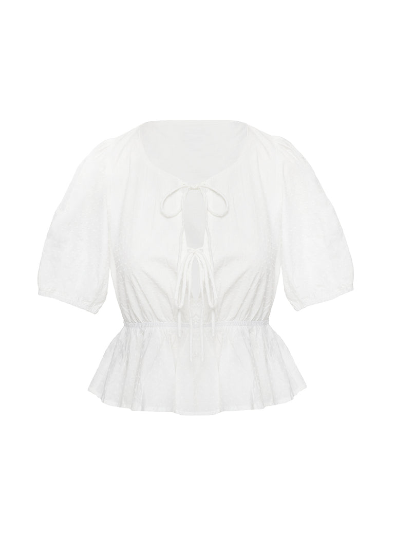 Puff Puff Peplum Top White