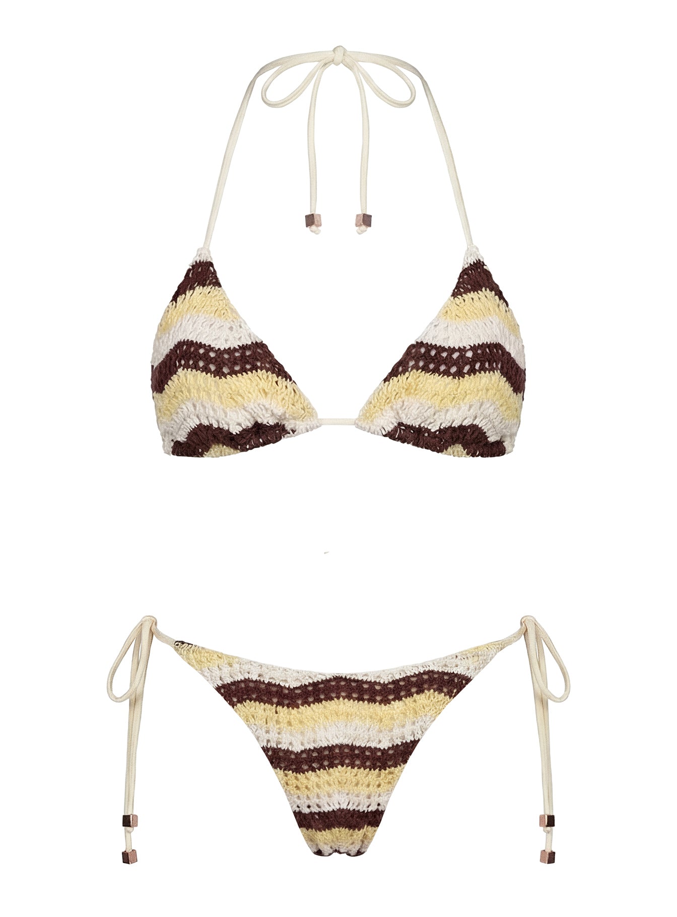 Passiona Triangle Bikini Top Yellow / Chocolate