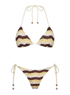 Passiona Triangle Bikini Top Yellow / Chocolate