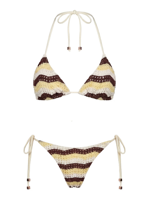 Passiona Triangle Bikini Top Yellow / Chocolate