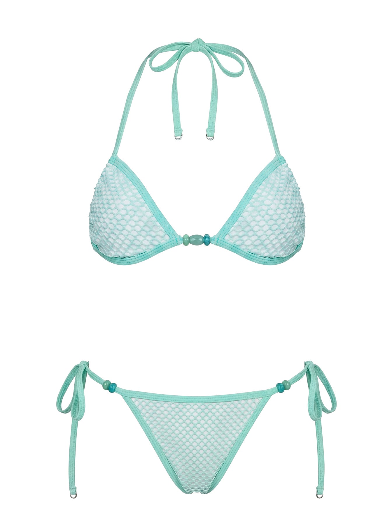 Poolside Only Bead Detail Bikini Top Green