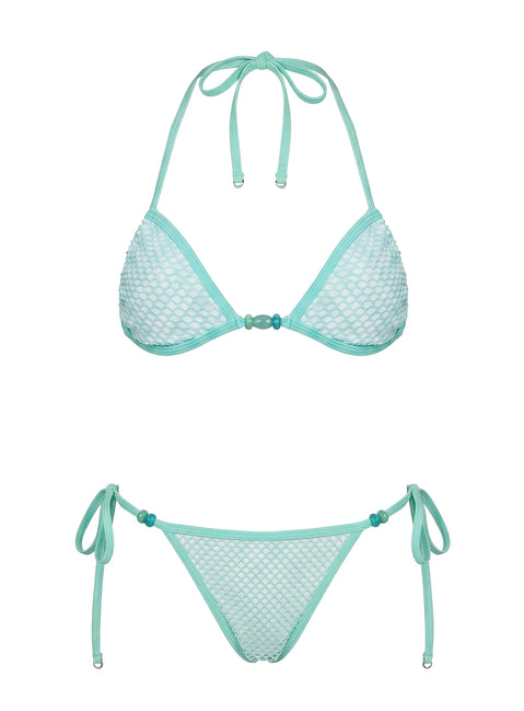 Poolside Only Bead Detail Bikini Top Green