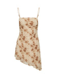 Quinns Asymmetric Mini Dress Beige / Floral