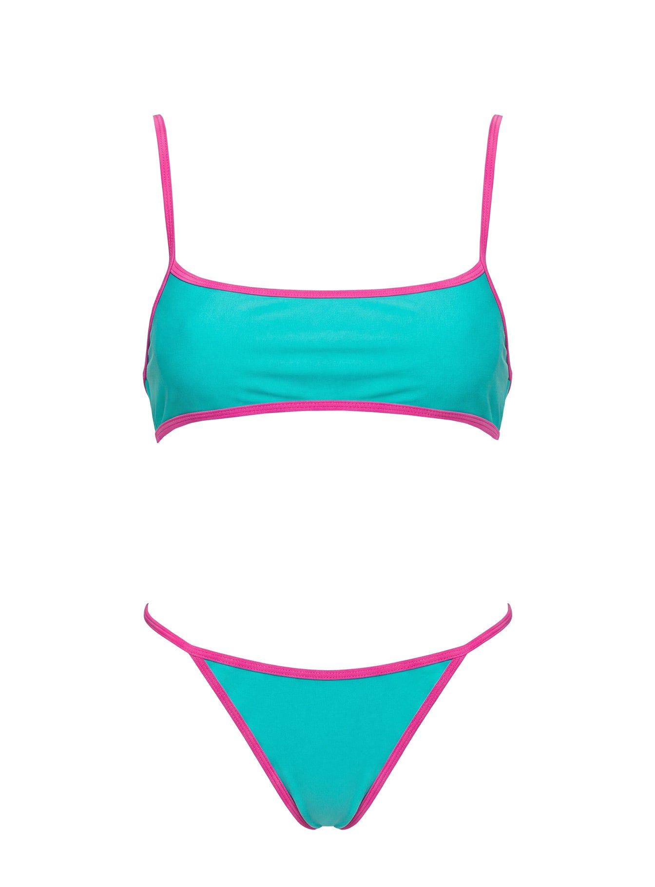 Remaro Contrast Bikini Top Green / Pink