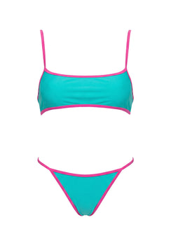 Remaro Contrast Bikini Top Green / Pink