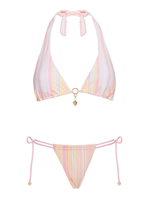 Rissa Halter Bikini Top Pink Stripe