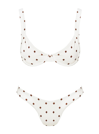 Isadora Push Up Underwire Smocked Bikini Top in White, Beach Bunny