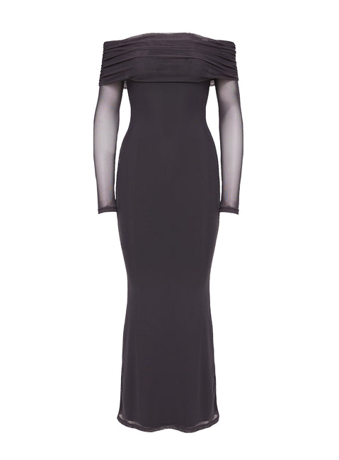 Saywell Off The Shoulder Maxi Dress Charcoal | Princess Polly Saywell Off The Shoulder Maxi Dress Charcoal | Princess Polly
